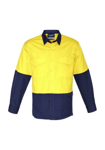 Picture of Syzmik Mens Hi Vis Spliced Rugged Shirt Long Sleeve