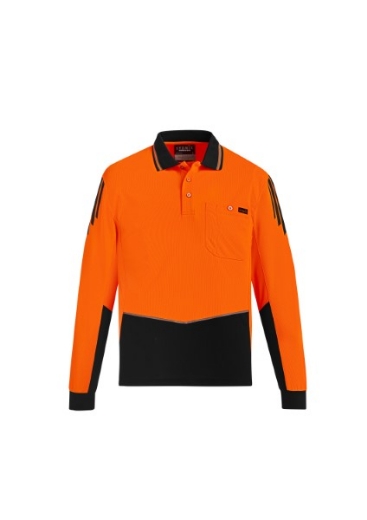 Picture of Syzmik Mens Flux Polo Shirt 100% Polyester Long Sleeve