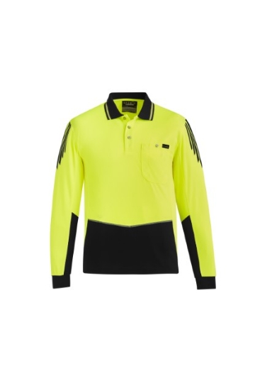 Picture of Syzmik Mens Flux Polo Shirt 100% Polyester Long Sleeve