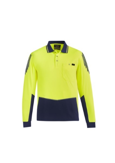 Picture of Syzmik Mens Flux Polo Shirt 100% Polyester Long Sleeve