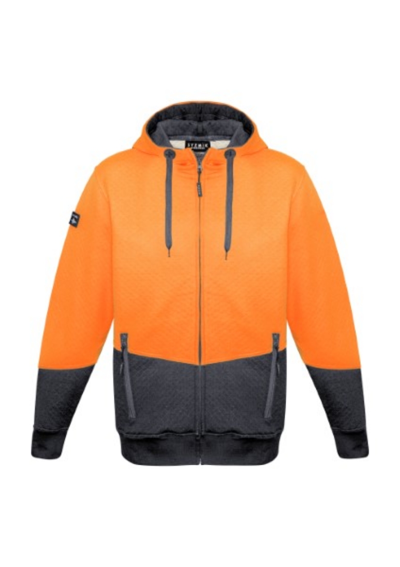 Picture of Syzmik Unisex Textured Jacquard Full Zip Hoodie 2 Tone Hi Vis