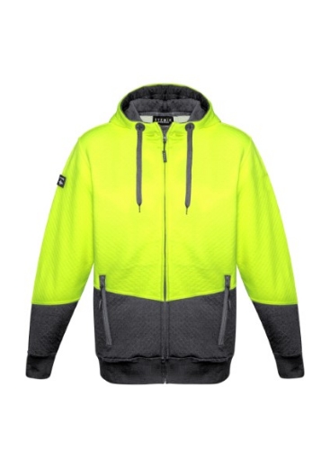 Picture of Syzmik Unisex Textured Jacquard Full Zip Hoodie 2 Tone Hi Vis