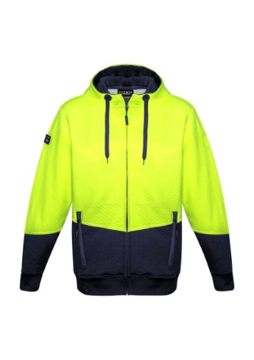 Picture of Syzmik Unisex Textured Jacquard Full Zip Hoodie 2 Tone Hi Vis