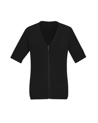 Picture of Bizcare Ladies Short Sleeve Zip Front Cardigan