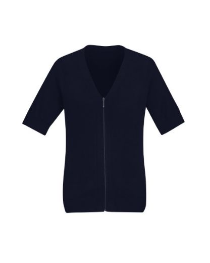Picture of Bizcare Ladies Short Sleeve Zip Front Cardigan