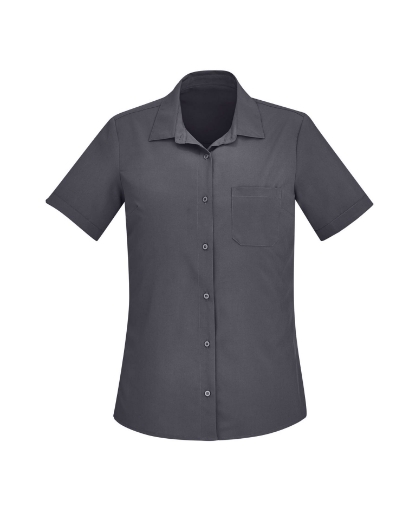 Picture of Bizcare Ladies Florence Easy Stretch Plain Shirt Short Sleeve