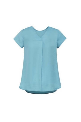 Picture of Biz Corporates Ladies Kayla Top Short Sleeve V Neck Pleat
