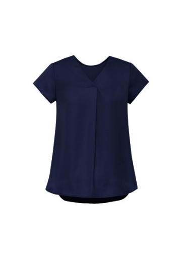Picture of Biz Corporates Ladies Kayla Top Short Sleeve V Neck Pleat