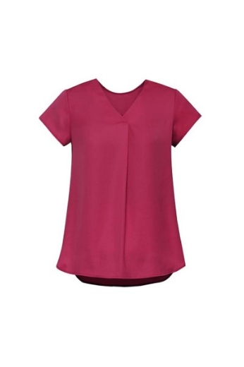 Picture of Biz Corporates Ladies Kayla Top Short Sleeve V Neck Pleat