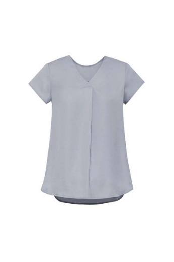 Picture of Biz Corporates Ladies Kayla Top Short Sleeve V Neck Pleat