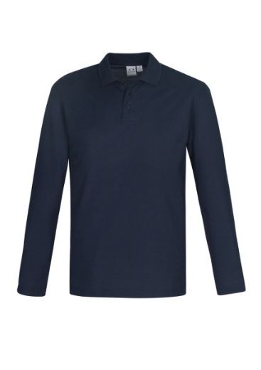 Picture of Biz Collection Mens Long Sleeve Crew Polo Shirt 65% Polyester 35% Cotton