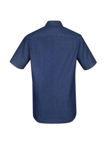 Picture of Biz Collection Mens Indie Shirt Short Sleeve 100% Cotton Stonewashed Denim