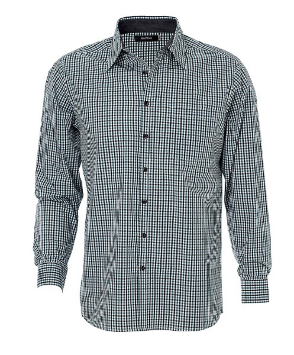 Picture of Identitee Mens Hudson Long Sleeve Gingham Shirt
