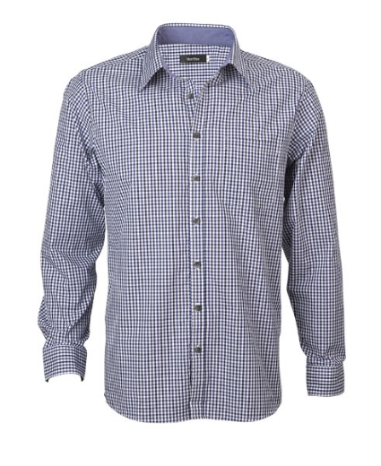 Picture of Identitee Mens Hudson Long Sleeve Gingham Shirt