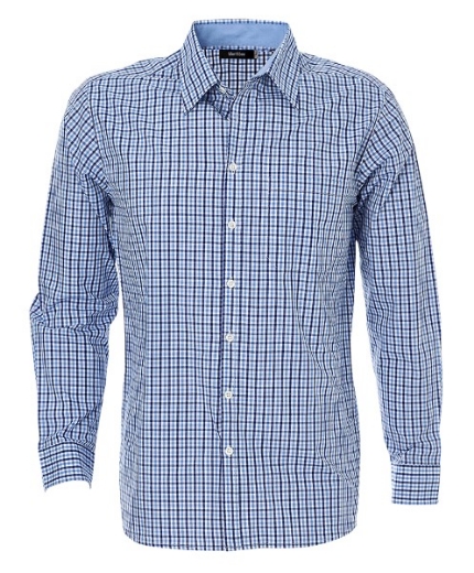 Picture of Identitee Mens Hudson Long Sleeve Gingham Shirt