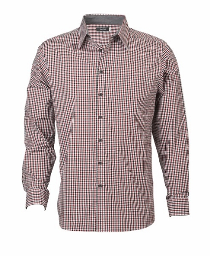 Picture of Identitee Mens Hudson Long Sleeve Gingham Shirt
