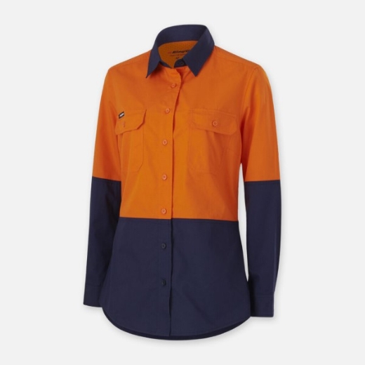 Picture of King Gee Ladies Workcool Vented Spliced Shirt Long Sleeve