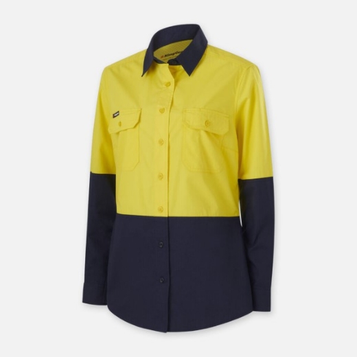 Picture of King Gee Ladies Workcool Vented Spliced Shirt Long Sleeve