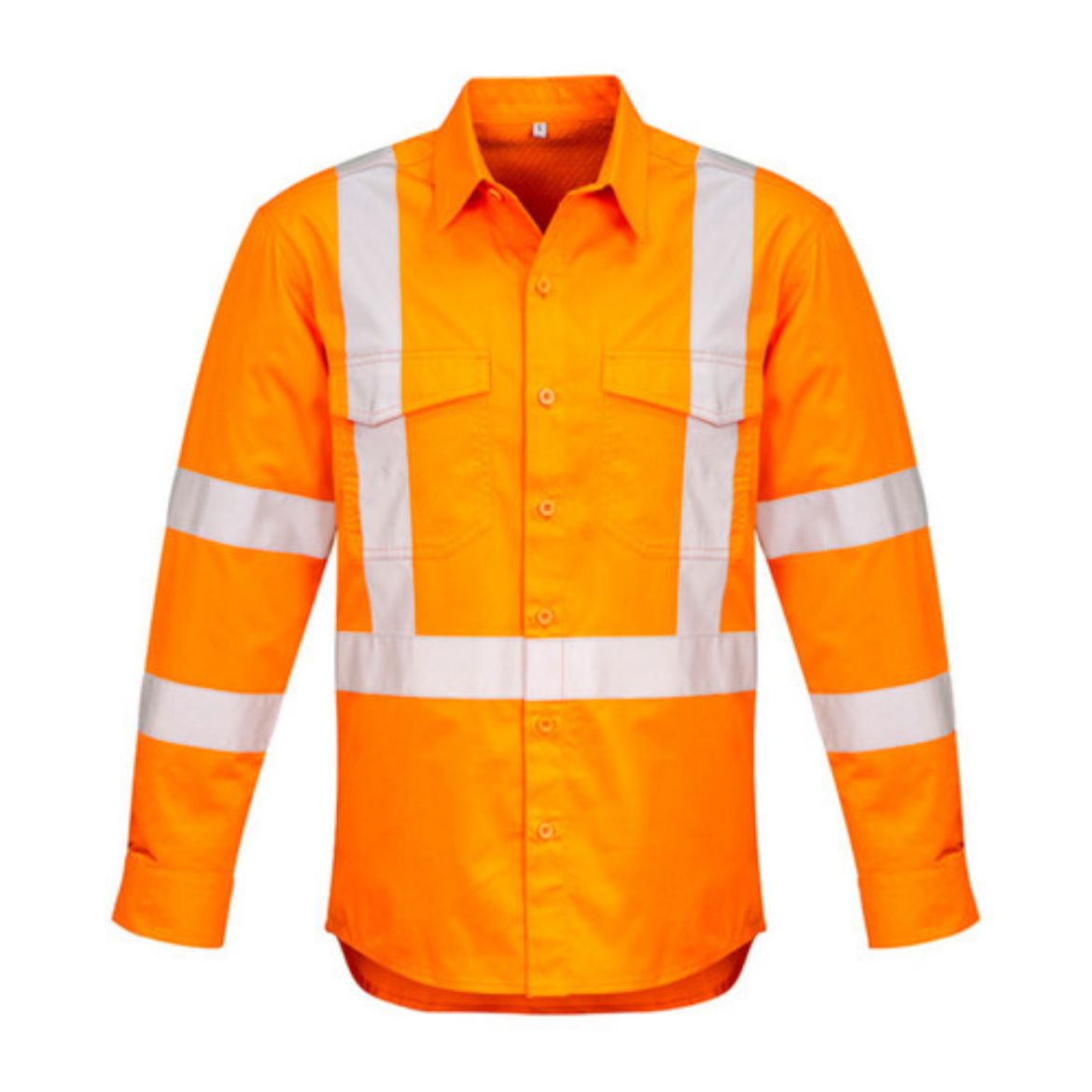 Picture of Cotton Drill Shirt Long Sleeve Rail X Reflective Tape Orange