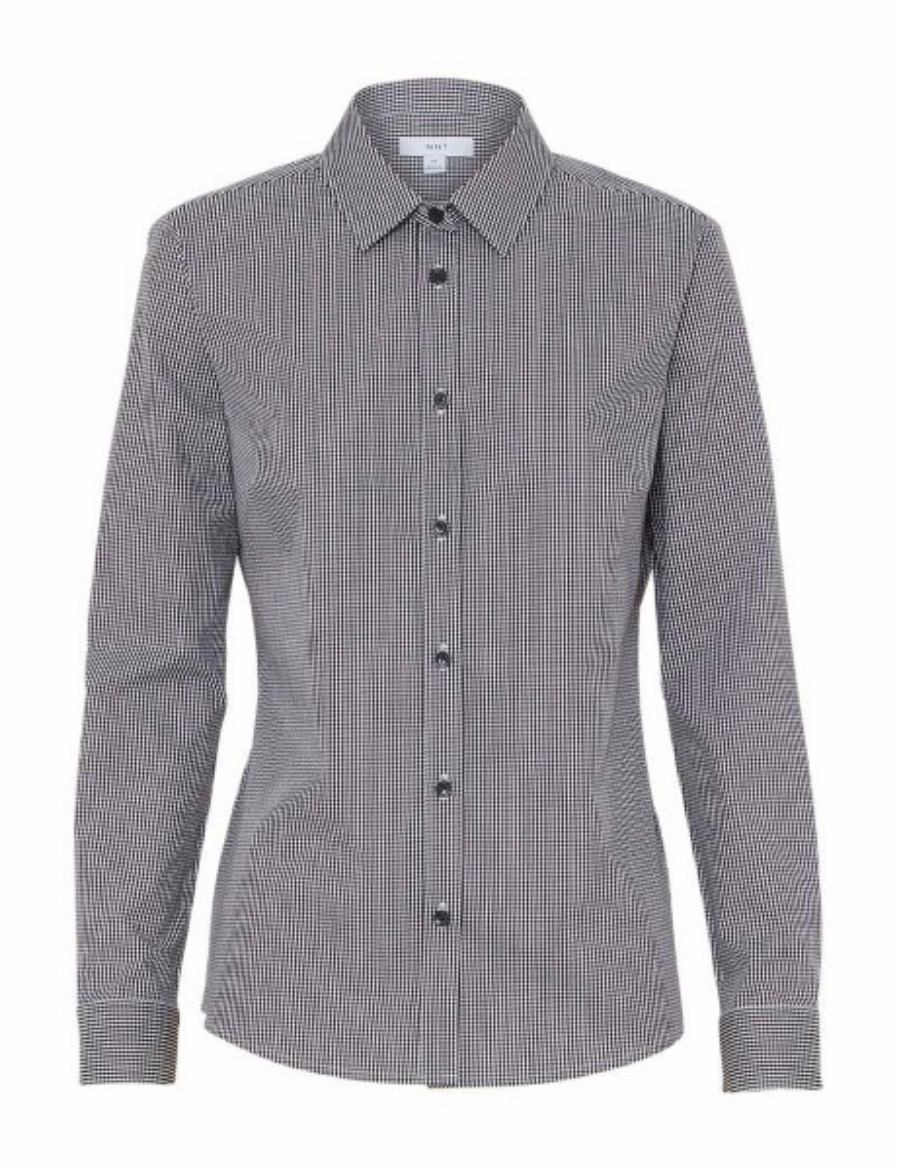 Picture of NNT Ladies Avignon Gingham Check Stretch Long Sleeve Slim Shirt
