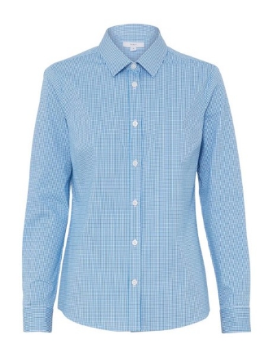 Picture of NNT Ladies Avignon Gingham Check Stretch Long Sleeve Slim Shirt