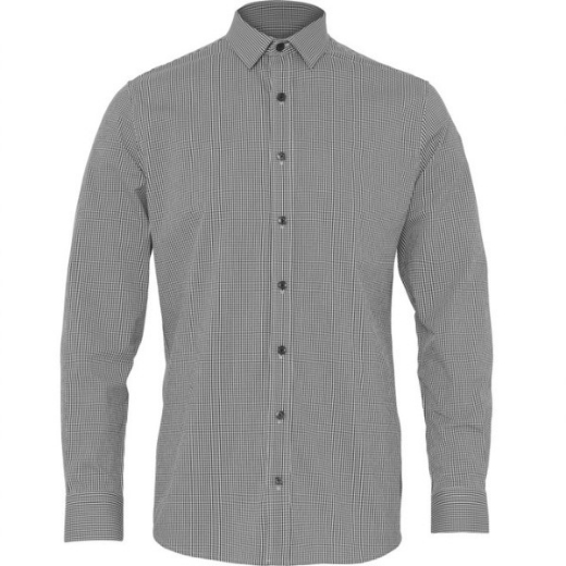 Picture of NNT Mens Avignon Gingham Check Stretch Long Sleeve Slim Shirt