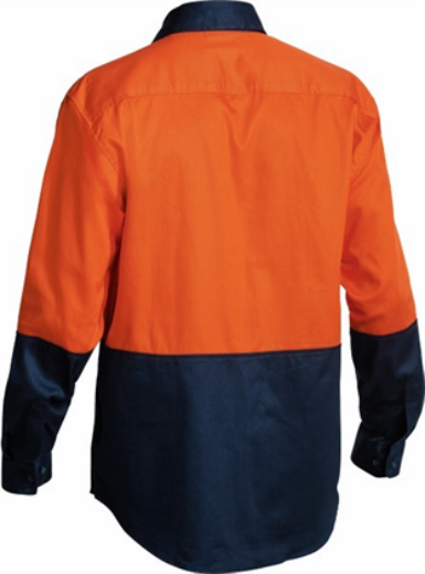 Picture of Bisley Long Sleeve Hi Vis 2 Tone Cotton Drill Shirt