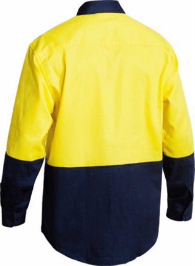 Picture of Bisley Long Sleeve Hi Vis 2 Tone Cotton Drill Shirt