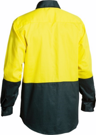 Picture of Bisley Long Sleeve Hi Vis 2 Tone Cotton Drill Shirt