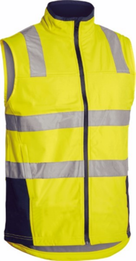 Picture of Bisley Fleece Hi Vis Soft shell Brushed Fleece Lined Vest with Reflective Tape
