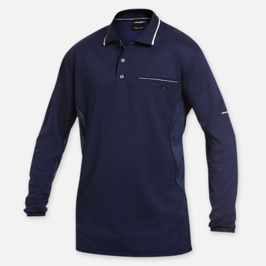 Picture of King Gee Workcool Polo Shirt Long Sleeve Navy