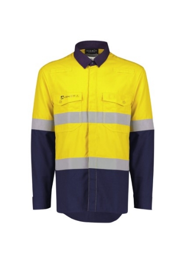 Picture of Syzmik Mens Orange Flame Lightweight Ripstop Spliced Shirt- Hoop Taped