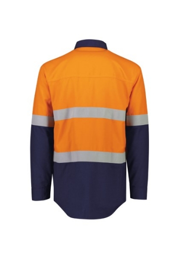 Picture of Syzmik Mens Orange Flame Lightweight Ripstop Spliced Shirt- Hoop Taped