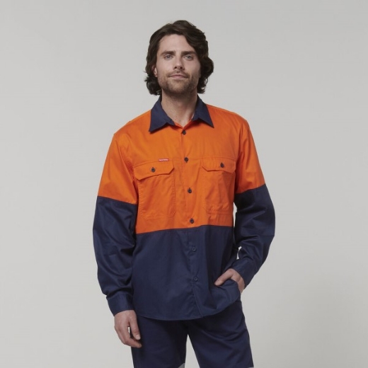 Picture of Hard Yakka Core Hi-Vis Long Sleeve 2 Tone Vented Cotton Shirt