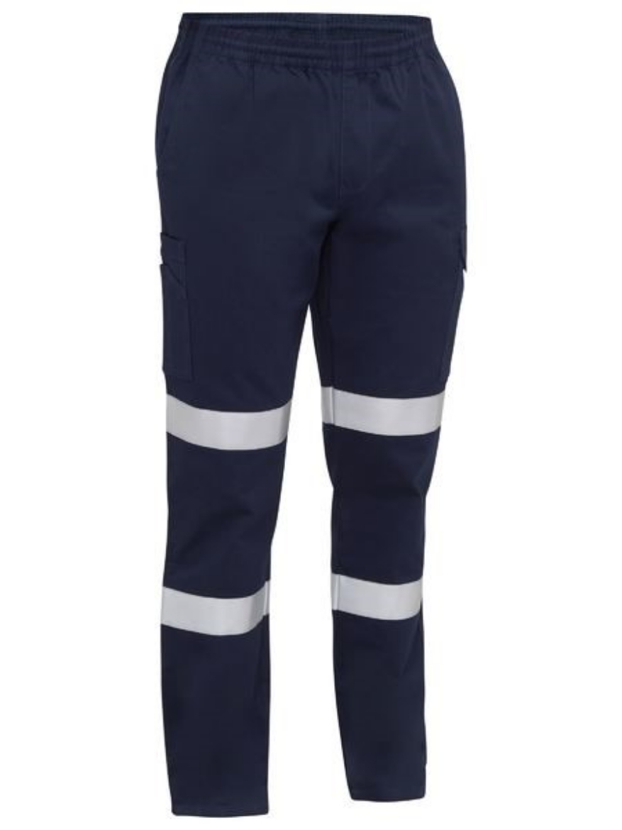 Picture of Bisley Taped Biomotion Stretch Cotton Drill Elastic Waist Cargo Work Pant Navy