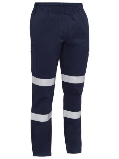 Picture of Bisley Taped Biomotion Stretch Cotton Drill Elastic Waist Cargo Work Pant Navy