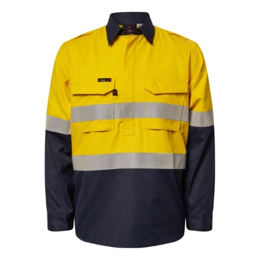 Picture of Flame Buster ARC Flash Shirt Closed Front with Perforated Reflective Tape HRC 2 ATPV 8+ cal/cm2