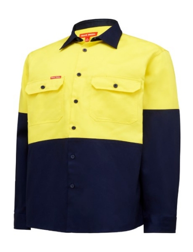Picture of Hard Yakka Long Sleeve Hi Vis 2 Tone Cotton Drill Shirt