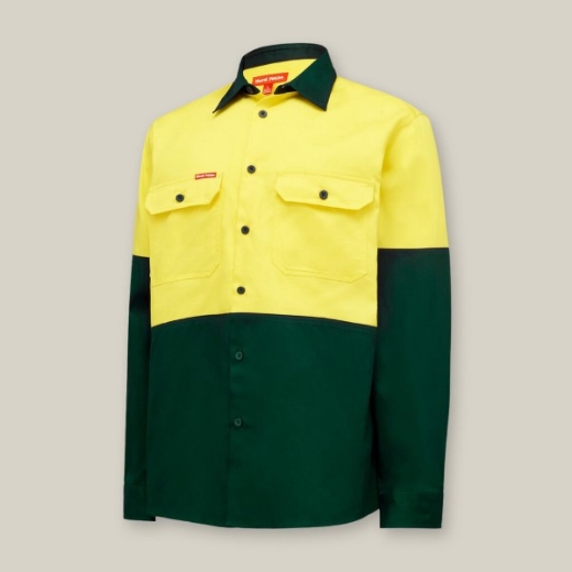 Picture of Hard Yakka Long Sleeve Hi Vis 2 Tone Cotton Drill Shirt