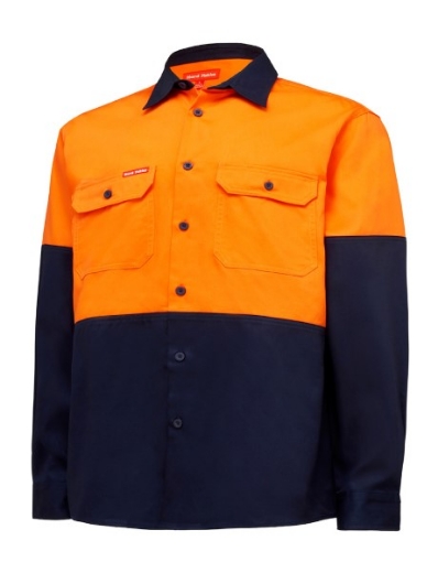 Picture of Hard Yakka Long Sleeve Hi Vis 2 Tone Cotton Drill Shirt