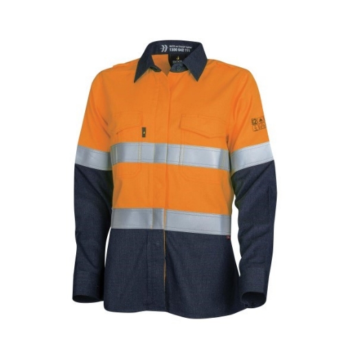 Picture of BOOL Ladies Parvotex® Inherent Fire Retardant L/S Shirt with Loxy® FR Reflective Tape, Nylon Stud Closure. Rated to PPE 2 - 8.6 cal/cm2