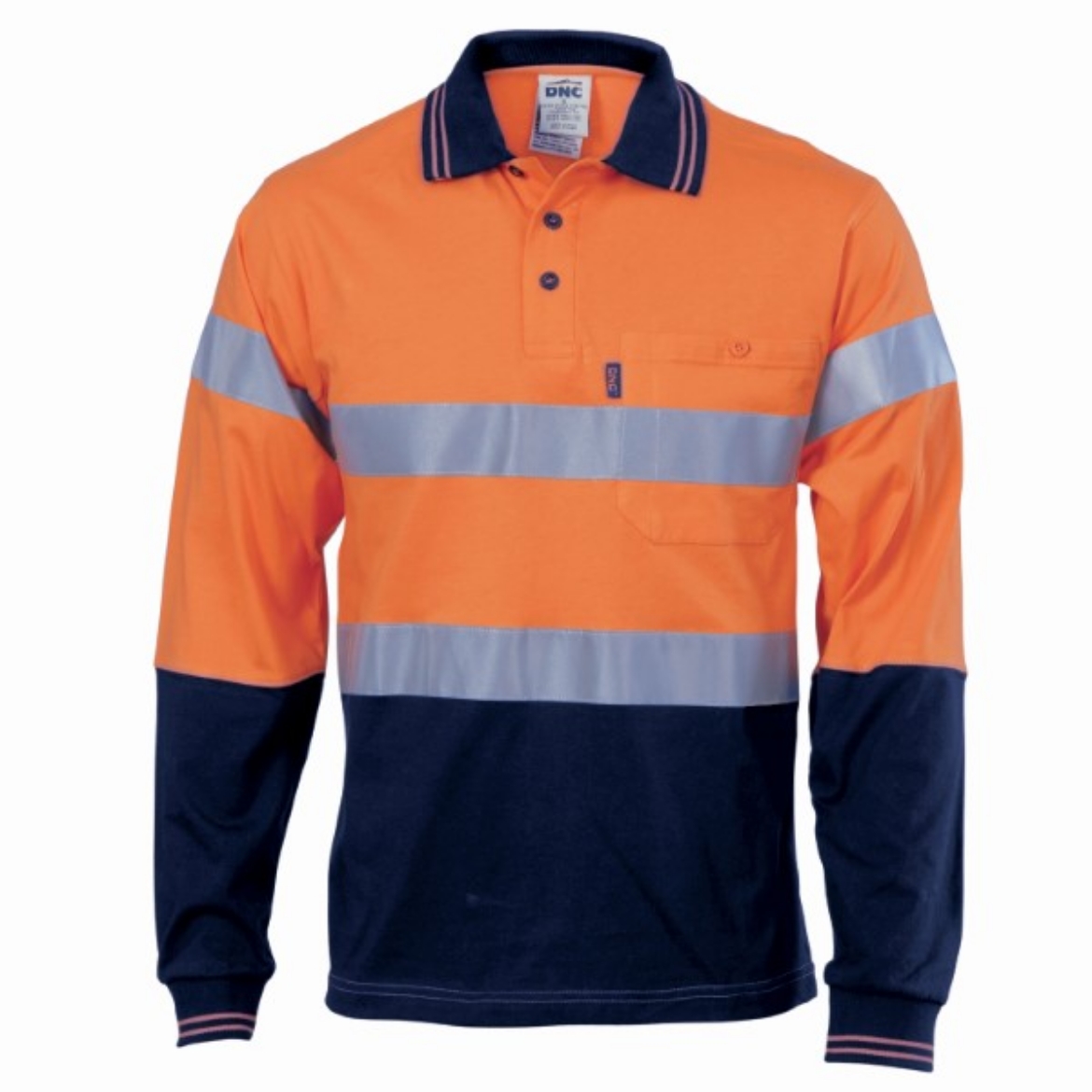 Picture of DNC Polo Shirt Cotton Jersey with Underarm Mesh Long Sleeve RT1 Reflective Tape 2 Tone