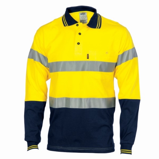 Picture of DNC Polo Shirt Cotton Jersey with Underarm Mesh Long Sleeve RT1 Reflective Tape 2 Tone