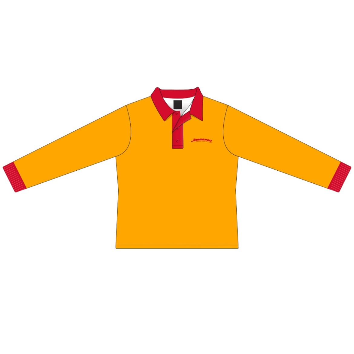 Picture of Sublimated Polo Shirt Long Sleeve with Knitted Cuff Gold/Red