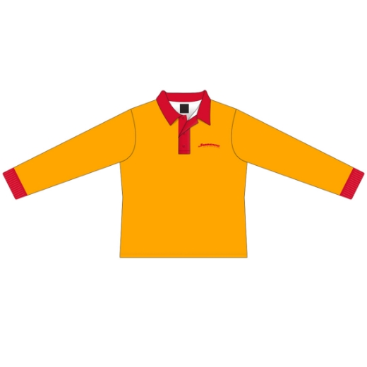 Picture of Sublimated Polo Shirt Long Sleeve with Knitted Cuff Gold/Red