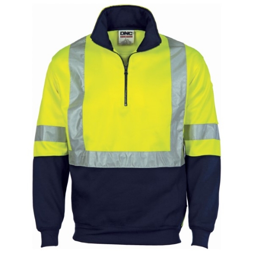 Picture of DNC Fleecy 1/2 Zip Jumper Polyester/Cotton X Pattern Reflective Tape 2 Tone