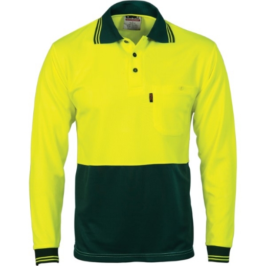 Picture of DNC Hi-Vis Two Tone Cool Breathe Polo Shirt Long Sleeve 100% Polyester Micromesh