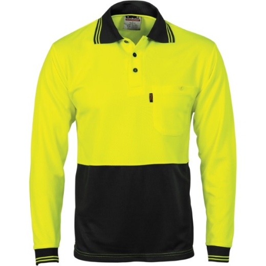 Picture of DNC Hi-Vis Two Tone Cool Breathe Polo Shirt Long Sleeve 100% Polyester Micromesh