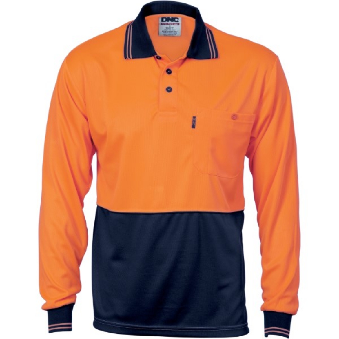Picture of DNC Hi-Vis Two Tone Cool Breathe Polo Shirt Long Sleeve 100% Polyester Micromesh