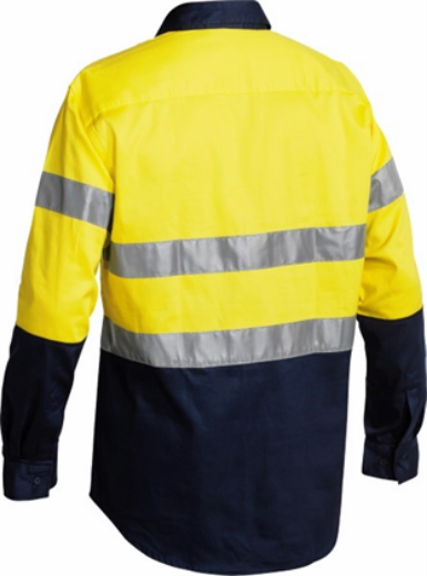 Picture of Bisley Cotton Drill Shirt Closed Front with 2 Ring Pattern Reflective Tape